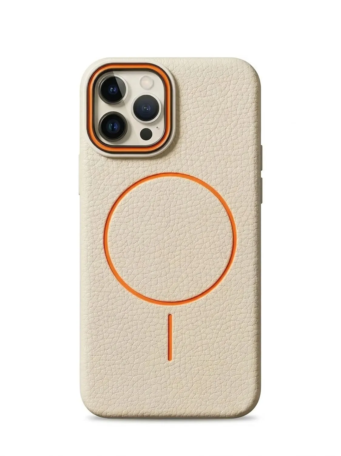 Luxury MagSafe Compatible Leather Texture Back Cover for iPhone 15 Pro Max